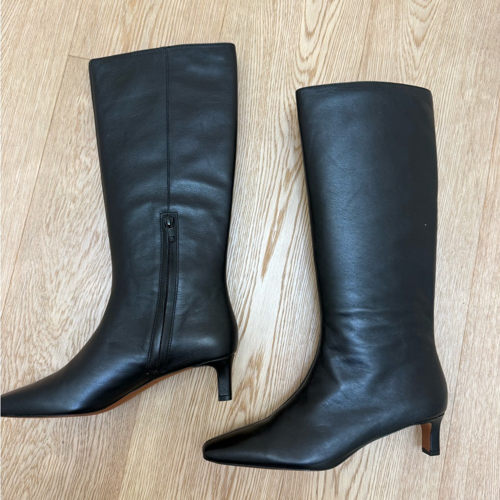 Madewell Women's Dimes Knee High Kitten Heel Tall Black Boots Size 9.5 new - Picture 4 of 9